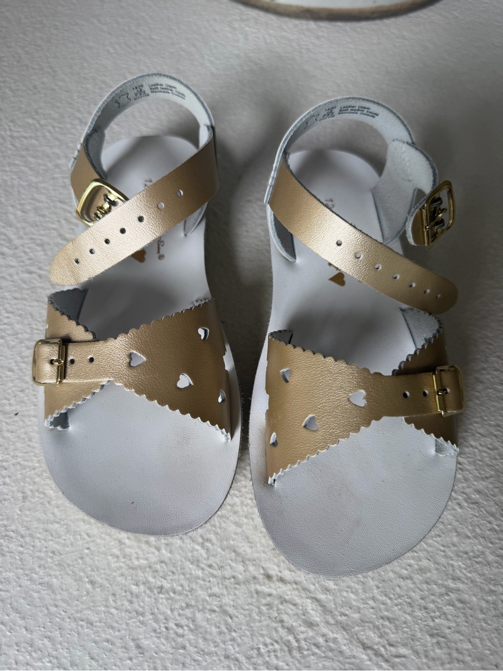Sweetheart Salt Water Metallic Gold Heart Sandals